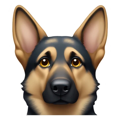 German shepherd with one brown eye and on light blue eye sticker