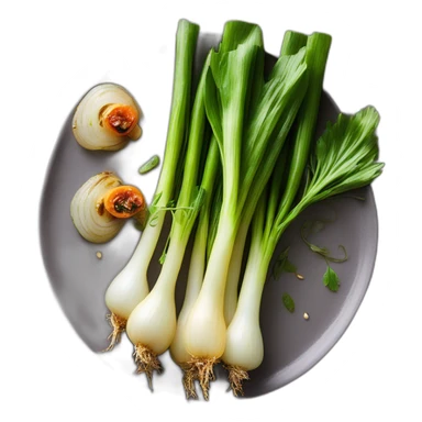 Catalan calçots are grilled tender onions with a smoky, sweet flavor, typically served with a tomato and almond sauce. 🌱🔥🍅😋 sticker
