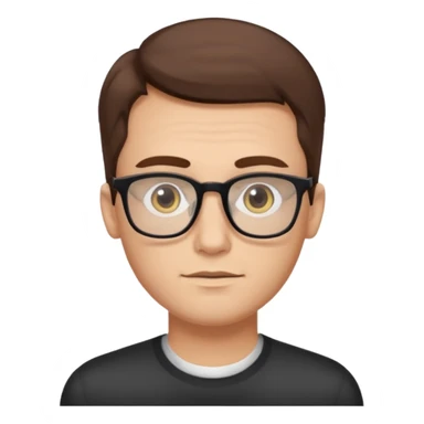 a young dad with brown hair, light yellow skin color, small eyes with rectangular glasses, without beard sticker