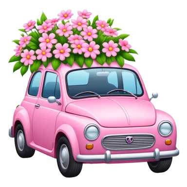 Pink car with flowers  sticker