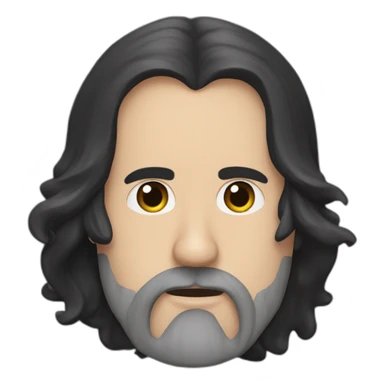 Krist Novoselic with long black hair and a black beard sticker