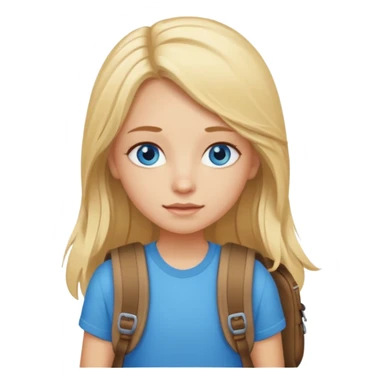 a blonde girl with long hair and blue eyes whose travel sticker