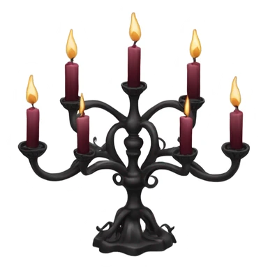 black seven-branched candelabrum with burgundy flames sticker