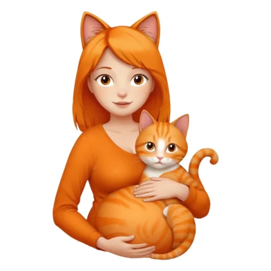pregnant woman with orange cat sticker