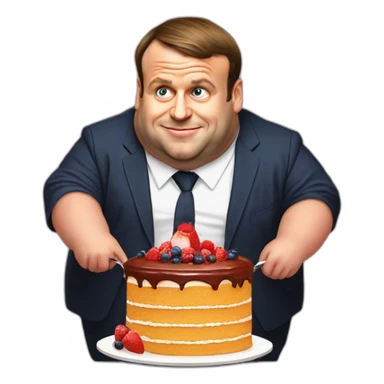 emmanuel macron morbidly obese eating cake sticker
