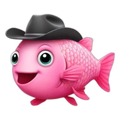 cute pink fish with a tiny cowboy hat sticker