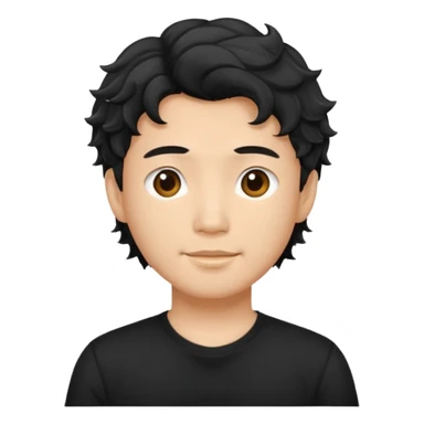 asian young man with wavy hair in black t-shirt sticker