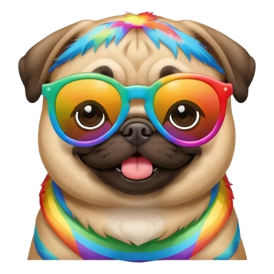a pug with rainbow sunglasses  sticker