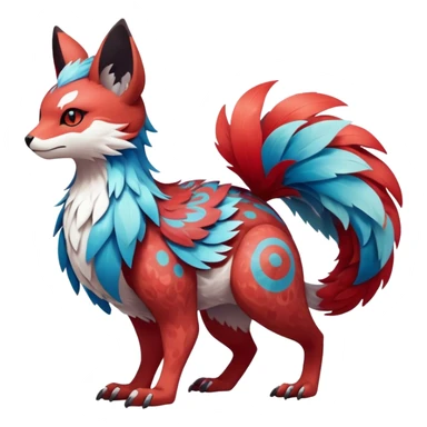 cool Falvie-Fionbri-fantasy-creature-Fakémon-Pokémon, full body, with markings sticker