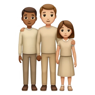family with one mother, one father, two boys and one girl standing together sticker