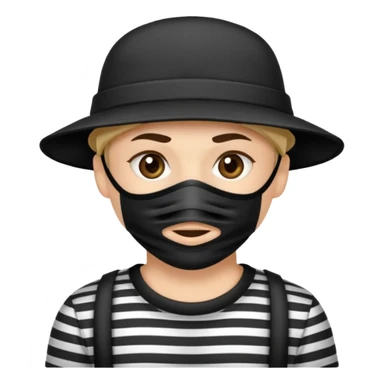 Cartoon-Räuber mit schwarzer Augenmaske, gestreiftem Shirt, schwarzer Mütze der sich von einem seil herunter lässt sticker