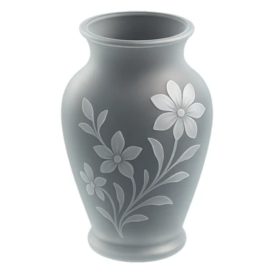 vase with floral patterns, frosted glass look, elegant and modern, matte glass style sticker
