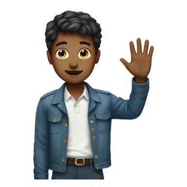 boy waving bye to a lady sticker