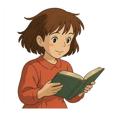 ghibli style girl reading a book sticker