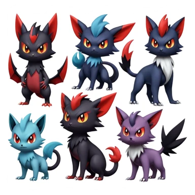 Edgy Cute Cool Kawaii Litten-Noivern-Zoroark-Noibat-Absol-Pokémon Full Body  sticker