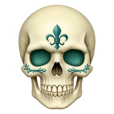 skull in Milwaukee Bucks colors (hunter green, cream, and light blue) sticker