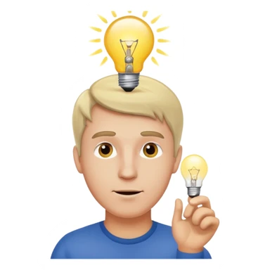 white man with light bulb over head, came up with idea sticker