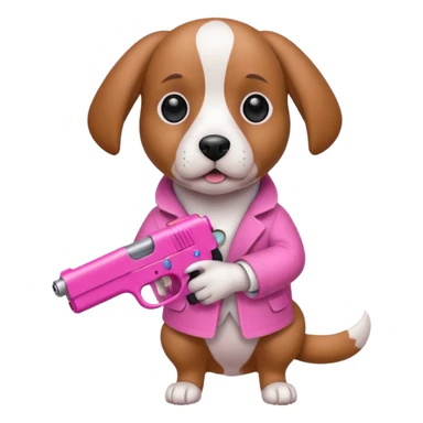 Dog with a pink gun sticker