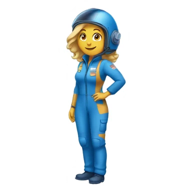 Honey blonde woman in blue helmet and blue flight jumpsuit  sticker