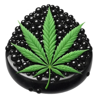 frozen caviar with cannabis leaf sticker