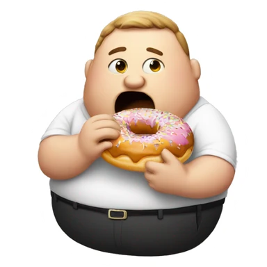 fat man eating donut sticker