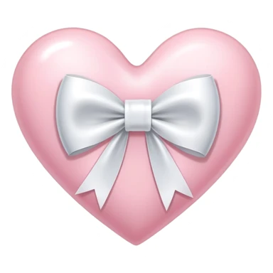 Light pink heart with white ribbon bow sticker