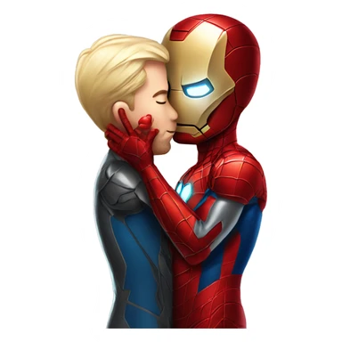 Iron Man kissing spider man  sticker