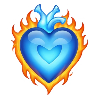 Mavi kalp ateşli sticker
