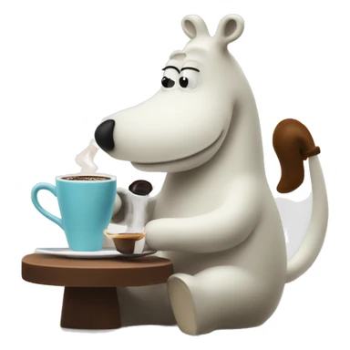 moomintroll making an espresso sticker