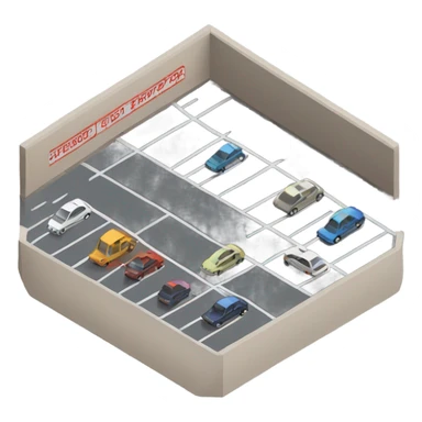 isometric empty car park sticker