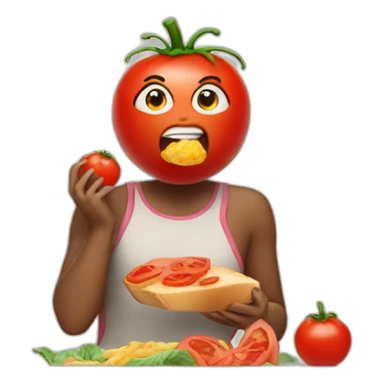 a tomato eating her lunch sticker
