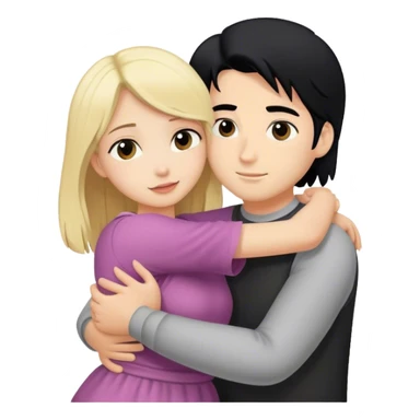 Blonde girl hugging guy with black hair  sticker