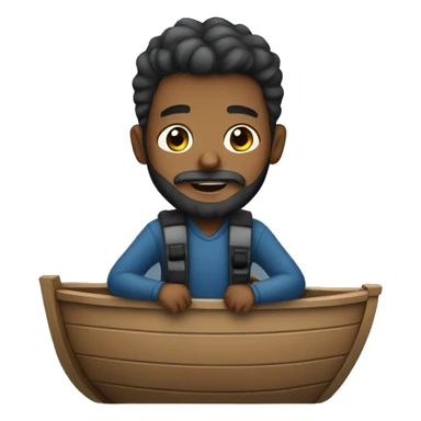 Boy with beard on a boat sticker