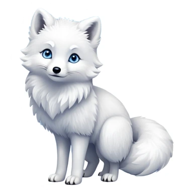 cinematic-arctic-fox-realistic-full-body-standing-emoji,-fluffy-tail-curled-slightly-around-its-paws,-thick-pure-white-fur-blending-into-the-snowy-landscape,-head-tilted-dramatically,-bright-blue-eyes-glistening-with-intelligence,-simplified-yet-realistic-focused-features,-highly-detailed,-glowing-with-an-almost-sarcastic-glow expressive eyes sticker