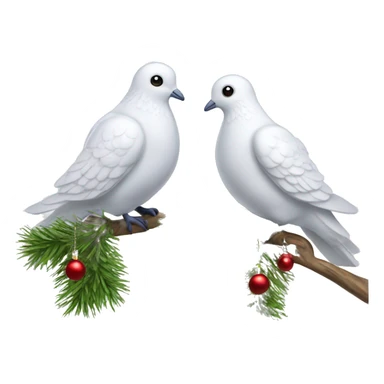 two white doves Christmas tree toy sticker