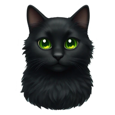 Fluffy black cat with green eyes sticker