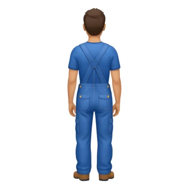 man in blue overalls facing away sticker