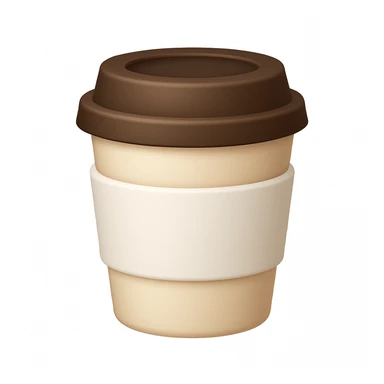 Make a closed coffee to-go cup, more emoji-like, smaller, no emoji or logo in the middle. Use a white sleeve. The style should resemble an emoji style. sticker
