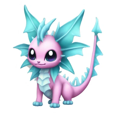 Pink Edgy Ethereal Vaporeon dragon With Fins and spikes full body sticker