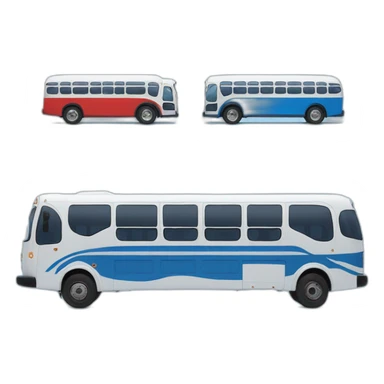 bus in front of a blue and white bus with the brand gathered sticker