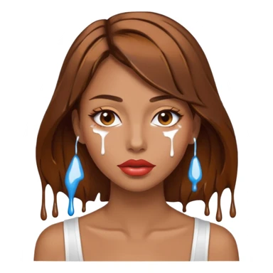 Brown Hair, Woman, white paint drip, face, hot, Sexy, lips sticker