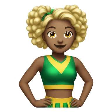 Cheerleader with green and yellow uniform and poms sticker