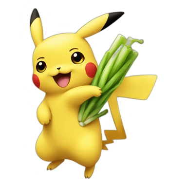Pikachu holding a leek and swinging it around sticker