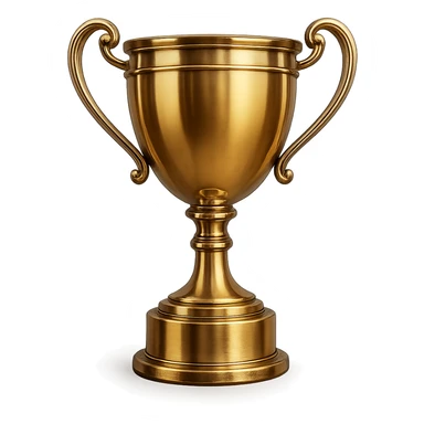 a gold trophy with silver highlights, luxurious and polished, transparent background sticker