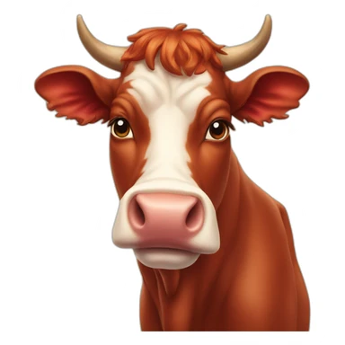 the head of a red cow sticker