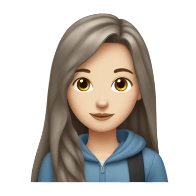 White girl who Has Brown long hair and russian blue cat together sticker