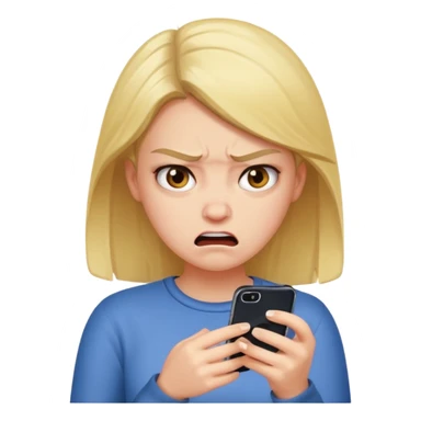  are you crazy? there is two phone..........only one phone and the girl's feeling is not so embarrassed or angry. please create 'angry and embarrassed girl looking at her 'one' cell phone'  sticker