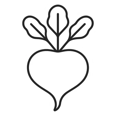 Make the background fully transparent while preserving the style and details of the radish. sticker
