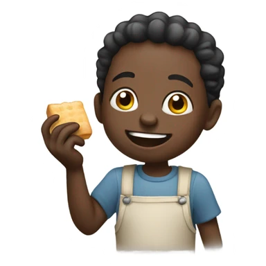 African person eating sugar sticker