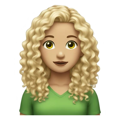 Girl long Curly hair blond and Green eyes sticker